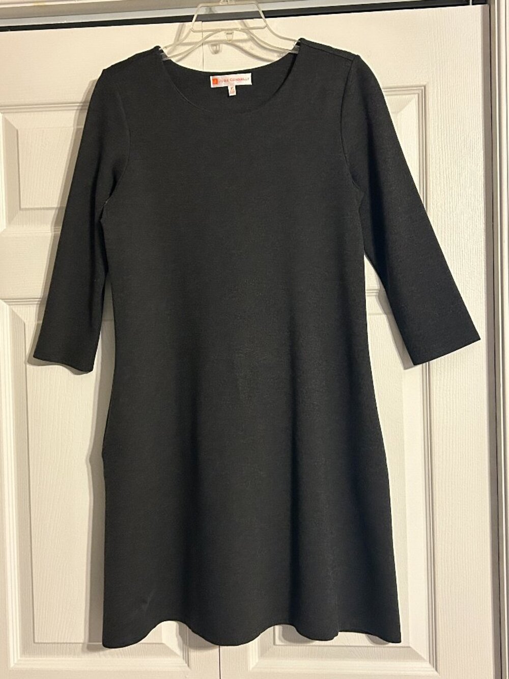 JUDE CONNALLY Sz XS Dark Gray 3/4 Sleeves A-Line Dress w/ Pockets